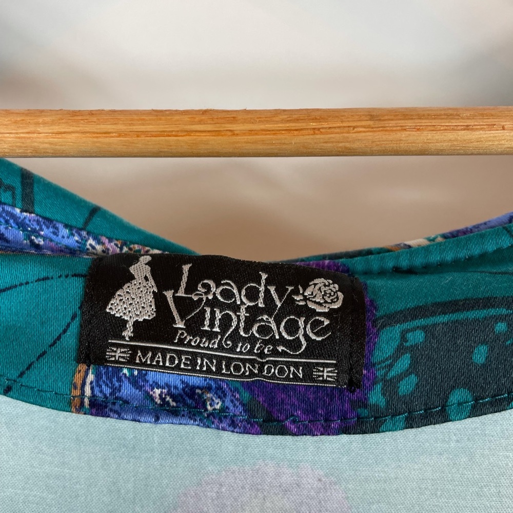 Lady Vintage Madison Teal Butterfly Dress | Made in London - Picture 7 of 13